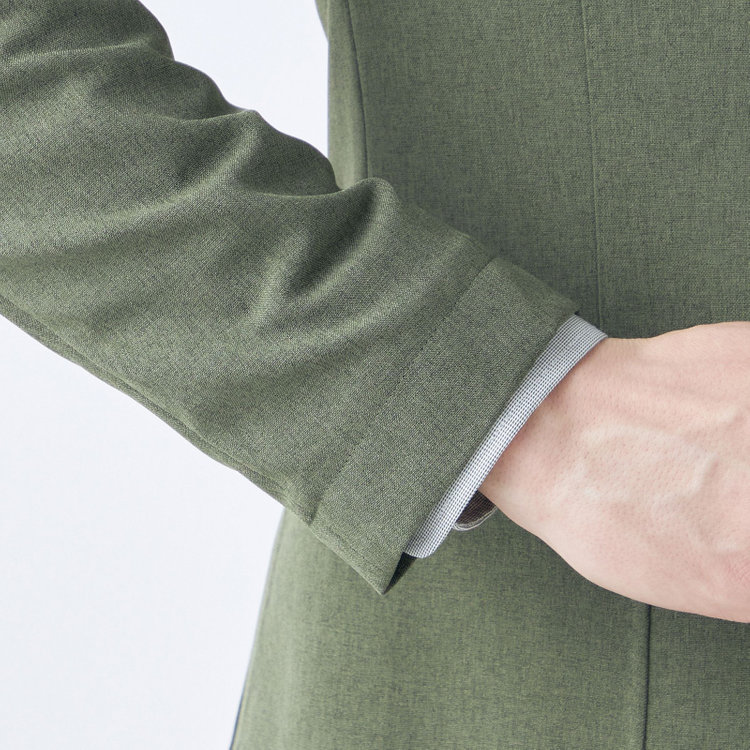 シルバーライン 【RBC】【春夏】3釦段返りシングルスーツ 2タック/カーキ/パッチポケット/ドローコード&ウエストシャーリング/※パンツ裾上げ済仕様 緑中間