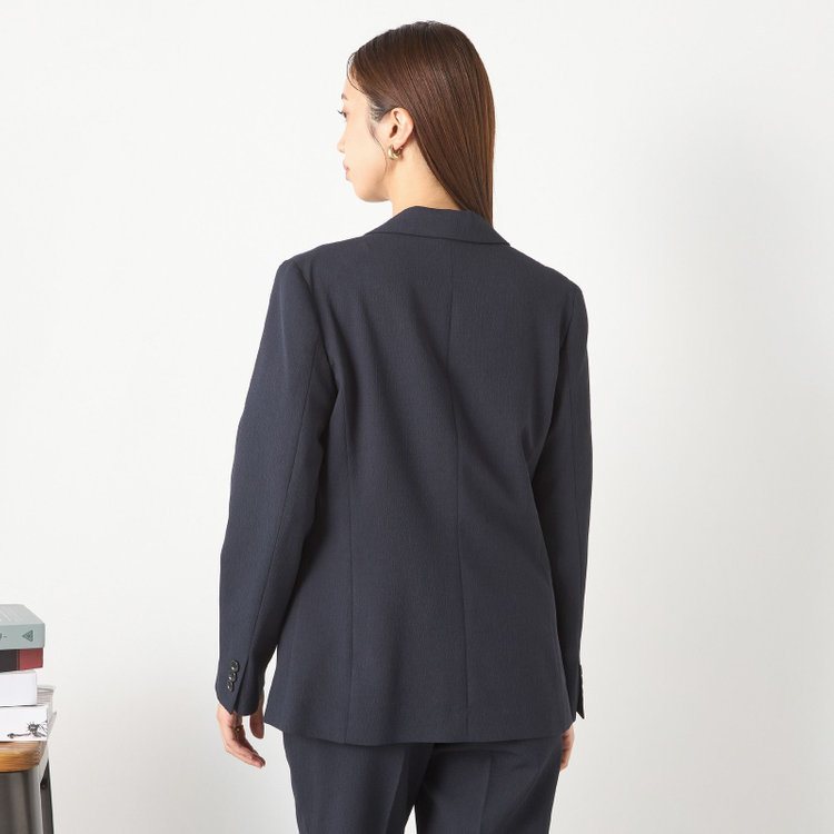 シルバーライン 【RELAX TAPERED】【春夏】1釦テーパードパンツスーツ/ネイビー/ウエストシャーリング/ウォッシャブル/4S SUSTAINABILITY&ECOLOGY FABRIC/※パンツ裾上げ済仕様 紺中間