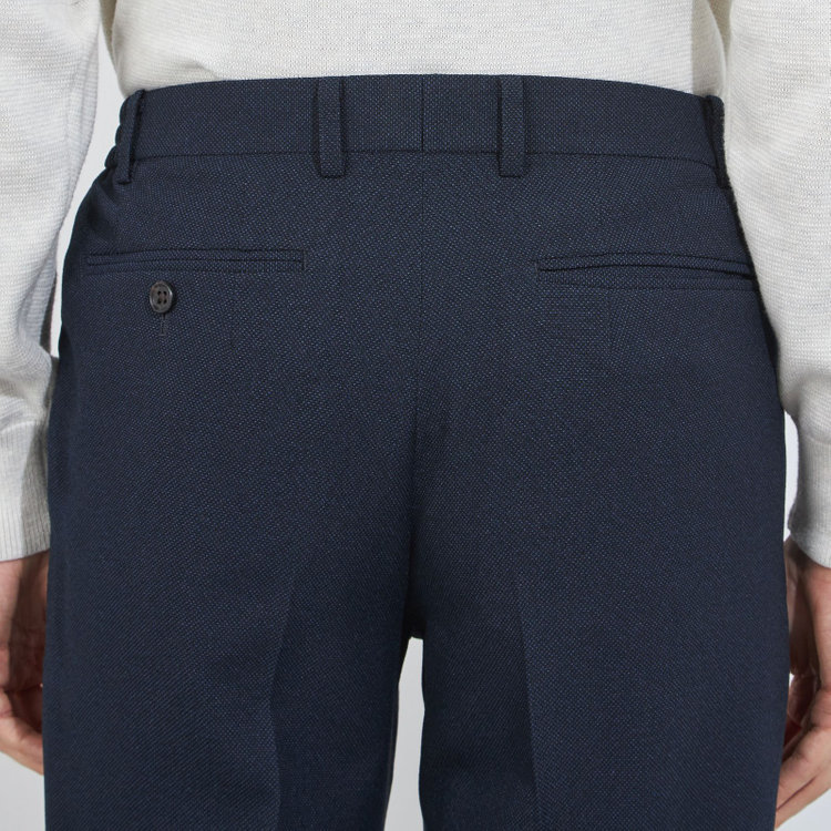 シルバーライン 【CLASSICO TAPERED】【秋冬】1タックテーパードパンツ/ネイビー/ウエストシャーリング/4S SUSTAINABILITY&ECOLOGY FABRIC/※裾上げ済仕様 紺濃色