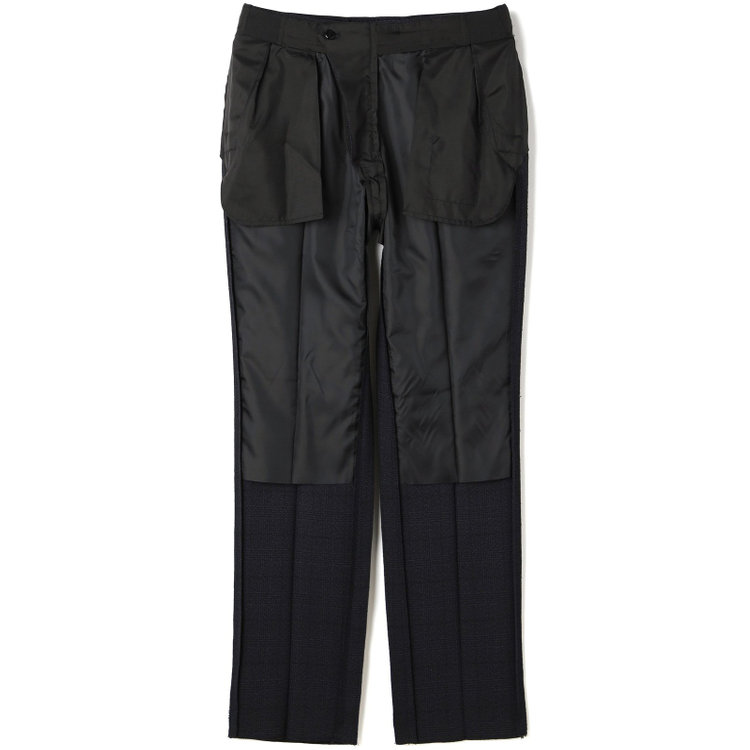 ブラックライン 【SLIM TAPERED】【秋冬】2釦シングルスリーピーススーツ 0タック/ネイビー×グレンチェック /ウエストムーブ/4S TAKE OUT SUITS / ※パンツ裾上げ済仕様 紺濃色