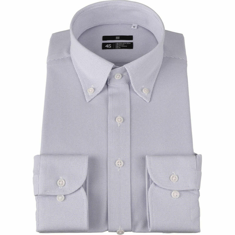 ブラックライン 【WEB限定/OUTLET】【BL】【スーパーノンアイロン】ボタンダウンドレスワイシャツ/ホワイト×ネイビーピンドット/SUPER NON IRON 4S/Oil guard ブルー系(青)