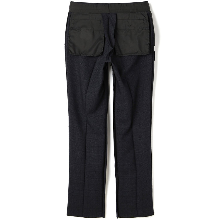 ブラックライン 【SLIM TAPERED】【秋冬】2釦シングルスリーピーススーツ 0タック/ネイビー×グレンチェック /ウエストムーブ/4S TAKE OUT SUITS / ※パンツ裾上げ済仕様 紺濃色