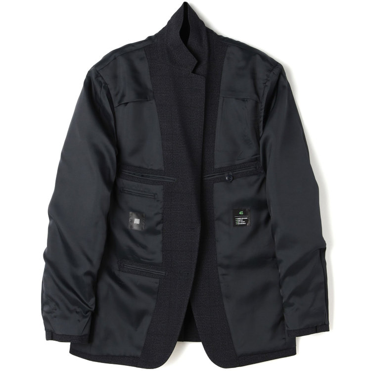 ブラックライン 【SLIM TAPERED】【秋冬】2釦シングルスリーピーススーツ 0タック/ネイビー×グレンチェック /ウエストムーブ/4S TAKE OUT SUITS / ※パンツ裾上げ済仕様 紺濃色