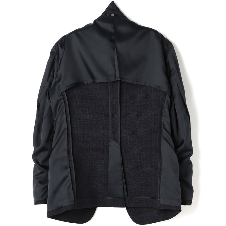 ブラックライン 【SLIM TAPERED】【秋冬】2釦シングルスリーピーススーツ 0タック/ネイビー×グレンチェック /ウエストムーブ/4S TAKE OUT SUITS / ※パンツ裾上げ済仕様 紺濃色