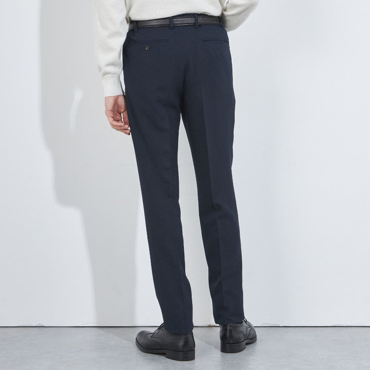 シルバーライン 【CLASSICO TAPERED】【秋冬】1タックテーパードパンツ/ネイビー/ウエストシャーリング/4S SUSTAINABILITY&ECOLOGY FABRIC/※裾上げ済仕様 紺濃色