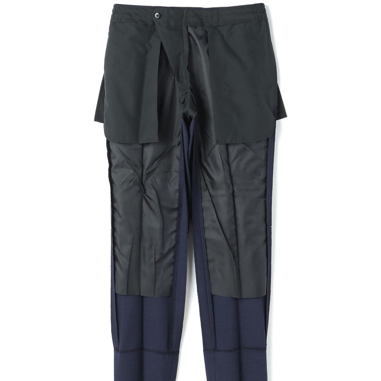 ブラックライン 【SLIM TAPERED_2】【年間】2釦シングルスリーピーススーツ 0タック/ネイビー/ウエストシャーリング/4S SUSTAINABILITY&ECOLOGY FABRIC/※パンツ裾上げ済仕様 紺中間