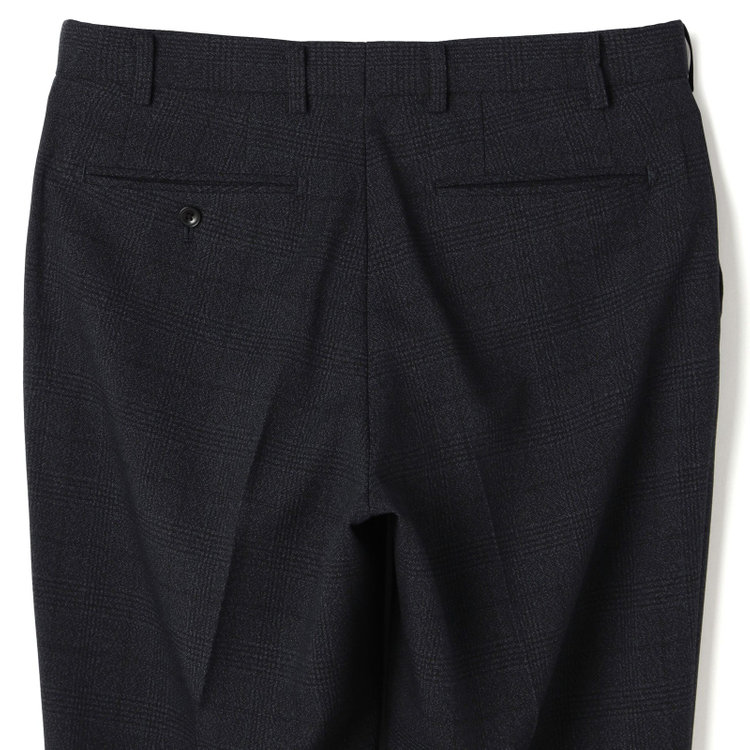 ブラックライン 【SLIM TAPERED】【秋冬】2釦シングルスリーピーススーツ 0タック/ネイビー×グレンチェック /ウエストムーブ/4S TAKE OUT SUITS / ※パンツ裾上げ済仕様 紺濃色
