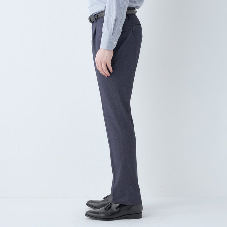 シルバーライン 【CLASSICO TAPERED】【春夏】1タックテーパードパンツ/ブラウン/ウエストシャーリング/4S SUSTAINABILITY&ECOLOGY FABRIC/※裾上げ必要 紺濃色