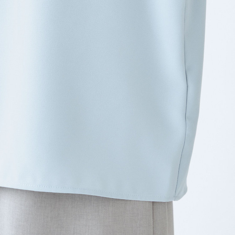 シルバーライン 【SILVER LINE/5分袖】バンドカラーブラウス/ブルー 青淡色