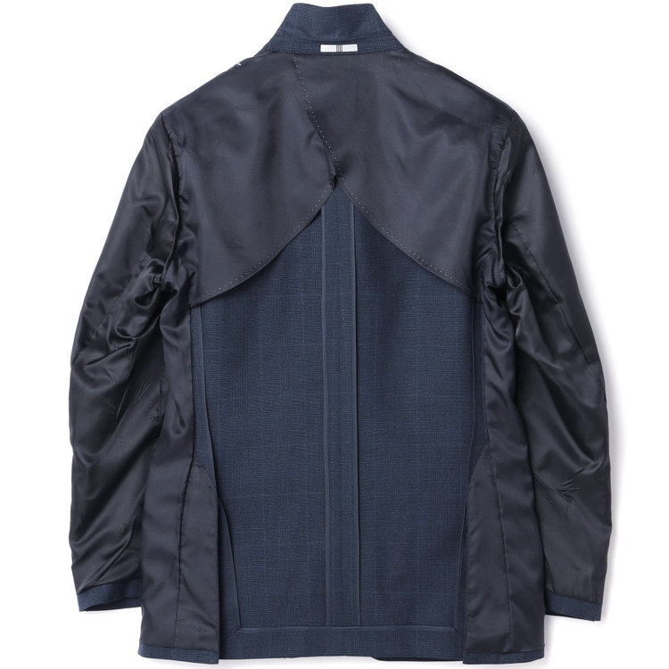 シルバーライン 【発送在庫あり】【CLASSICO TAPERED】【秋冬】スペアパンツ付き/2釦シングルスーツ 1タック/ネイビー×グレンチェックオーバーペン/ウォッシャブル/※裾上げ必要 青中間