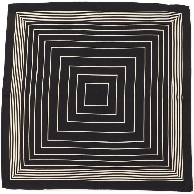 シルバーライン シルクポケットチーフ/ブラック×ベージュスクエア 黒