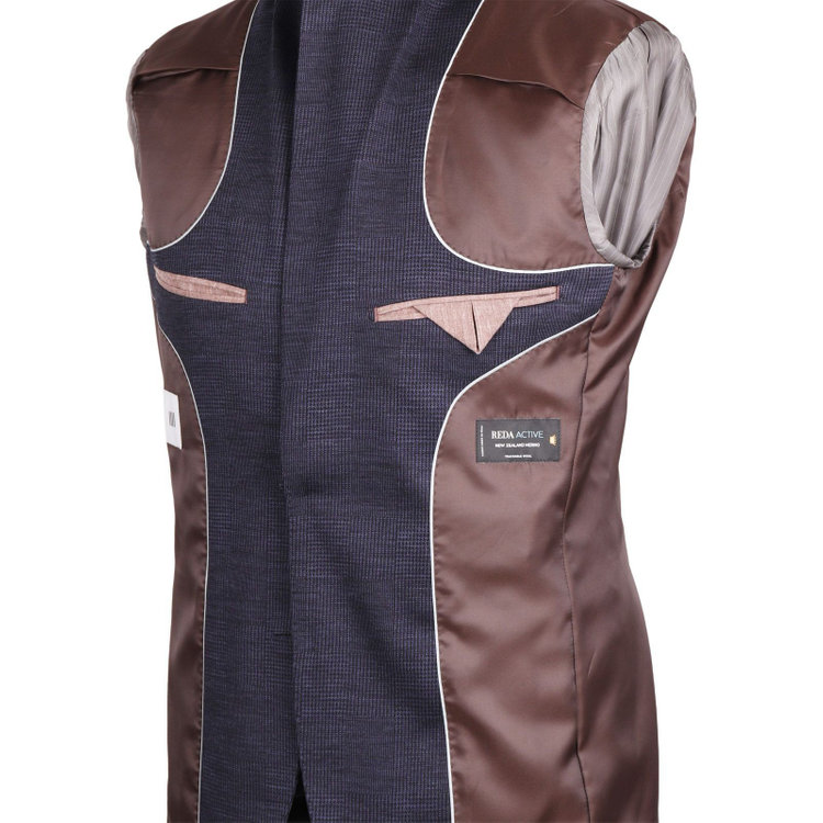 スーツセレクト 【発送在庫あり】【CLASSICO TAPERED】【秋冬】2釦シングルスーツ 2タック/ネイビー×チェック/サイドシャーリング/REDA ACTIVE/NEW ZEALAND MERINO/ニット素材 ネイビー系(紺)