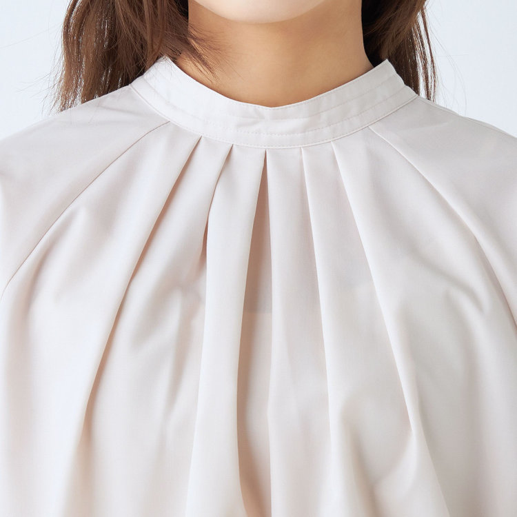 シルバーライン  【SL/長袖】2WAYタックブラウス/ベージュ 茶淡色