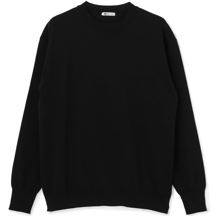 【RBC】コットンブレンドクルーネックニット/ブラック/マシンウォッシャブル/「UVカット」「接触冷感」