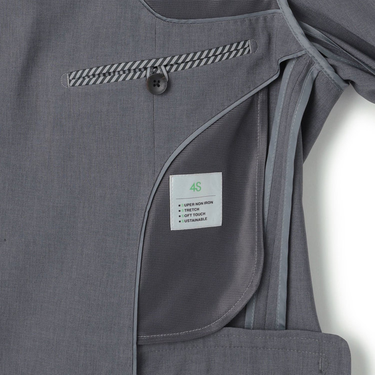 シルバーライン 【RBC】【春夏】2釦シングルスーツ 1タック/グレー/ウエストムーブ/4S AIR SUSTAINABILITY&ECOLOGY FABRIC/COOL MAX/※パンツ裾上げ済仕様 グレー中間