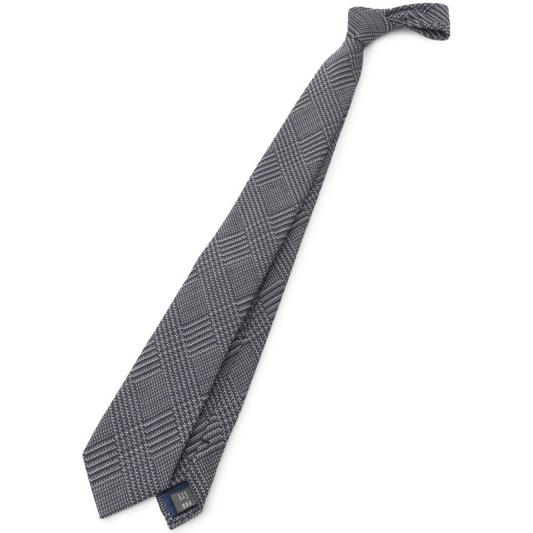 ブラックライン 【発送在庫あり】【BL】コットンウールシルクチェックネクタイ 7.5cm幅/ブラック×グレー/ITALIAN FABRICS その他