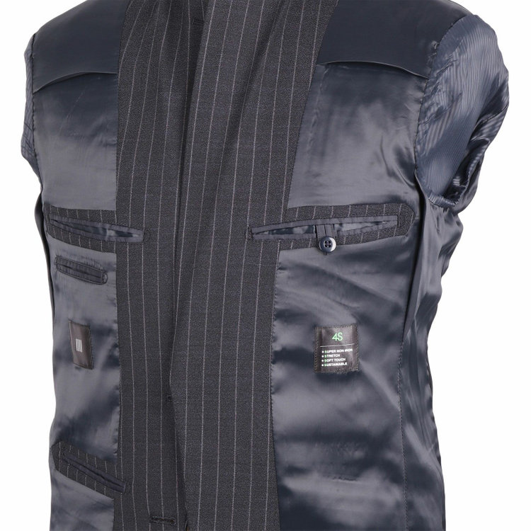 スーツセレクト 【WEB限定/OUTLET】【SLIM TAPERED_2】【春夏】2釦シングルスーツ 0タック/ネイビー×ストライプ/4S SUSTAINABILITY&ECOLOGY FABRIC ネイビー系(紺)