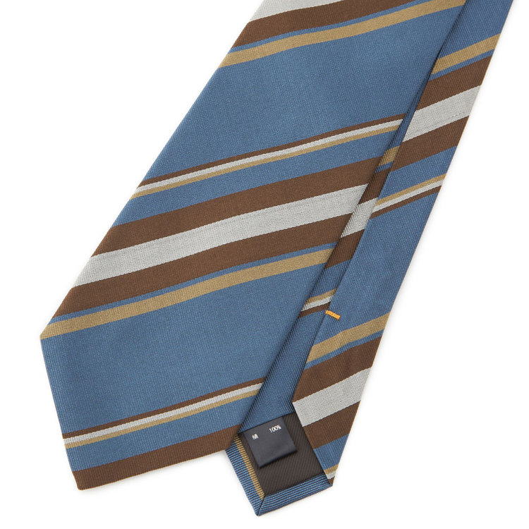 シルバーライン 【SILVER LINE】シルクストライプネクタイ 8.5cm幅/ブルー×ブラウン/SARUTAHIKO COFFEE その他
