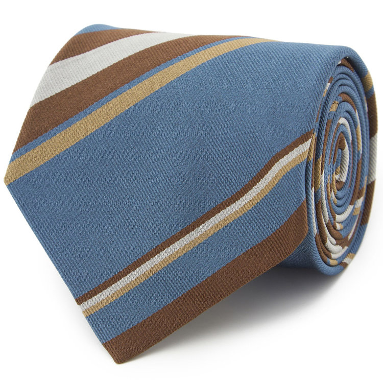 シルバーライン 【SILVER LINE】シルクストライプネクタイ 8.5cm幅/ブルー×ブラウン/SARUTAHIKO COFFEE その他