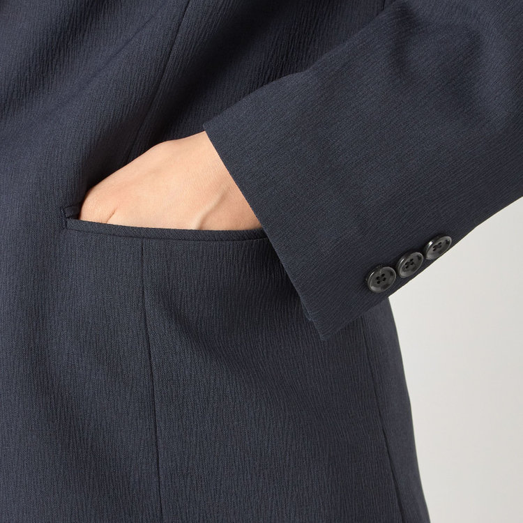 シルバーライン 【RELAX TAPERED】【春夏】1釦テーパードパンツスーツ/ネイビー/ウエストシャーリング/ウォッシャブル/4S SUSTAINABILITY&ECOLOGY FABRIC/※パンツ裾上げ済仕様 紺中間