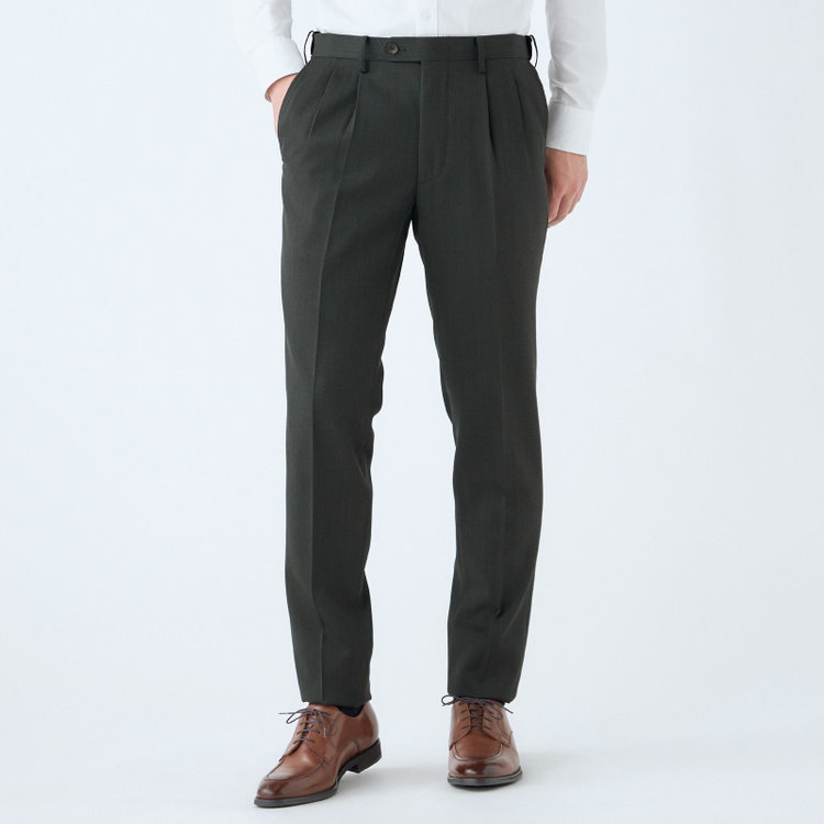 シルバーライン 【発送在庫あり】【CLASSICO TAPERED】【秋冬】3釦段返りシングルスーツ 2タック/グリーン/NEW ZEALAND WOOL MIX/※裾上げ必要 緑中間