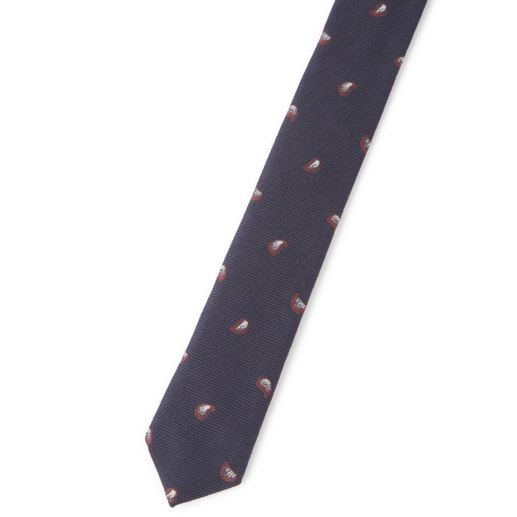 ブラックライン 【BL】シルクウール小紋ネクタイ 7.5cm幅/ネイビー/ITALIAN FABRICS その他