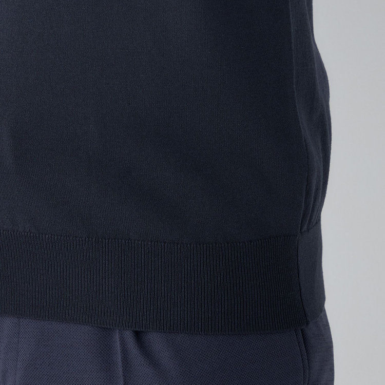 スーツセレクト 【RBC】【5分袖】コットンブレンドクルーネックニット/ネイビー/マシンウォッシャブル 紺中間