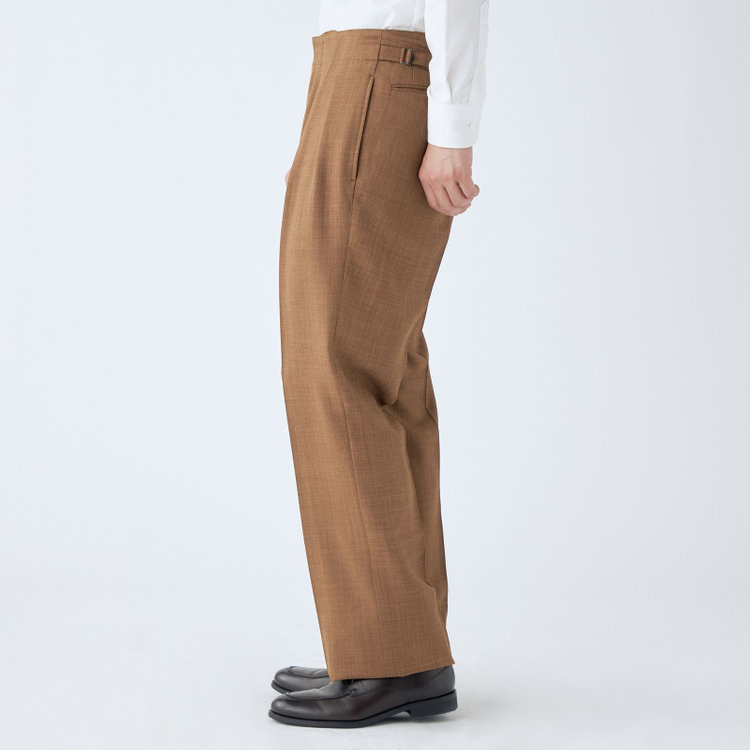 ブラックライン 【RBC】【春夏】2タックワイドパンツ/ブラウン/サイド尾錠/4S SUSTAINABILITY&ECOLOGY FABRIC/※裾上げ必要 茶中間