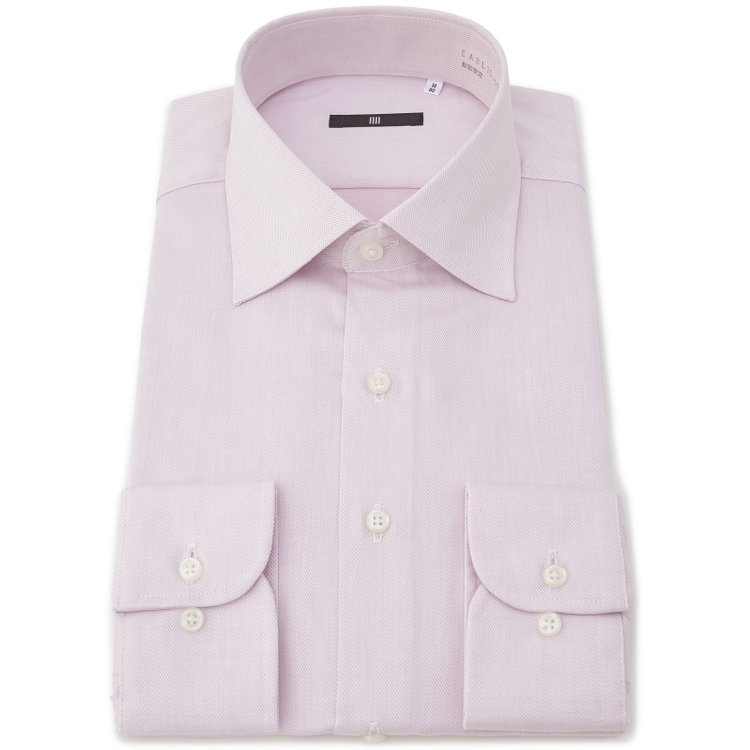 ブラックライン 【BLACK LINE】【形態安定】ワイドカラードレスワイシャツ/ピンク×ドビー 紫淡色