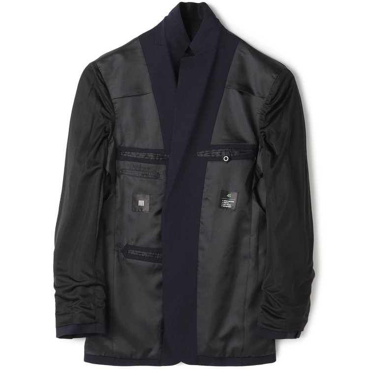 ブラックライン 【SLIM TAPERED_2】【春夏】2釦シングルスーツ 0タック/ネイビー×シャドー/ウエストシャーリング/4S SUSTAINABILITY&ECOLOGY FABRIC/※パンツ裾上げ済仕様 紺中間