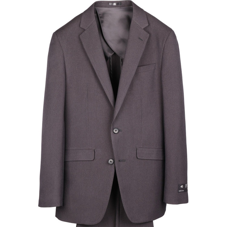 スーツセレクト 【発送在庫あり】【SLIM TAPERED_2】【春夏】2釦シングルスーツ 0タック/グレー×ストライプ/4S/ウォッシャブル グレー系(灰)