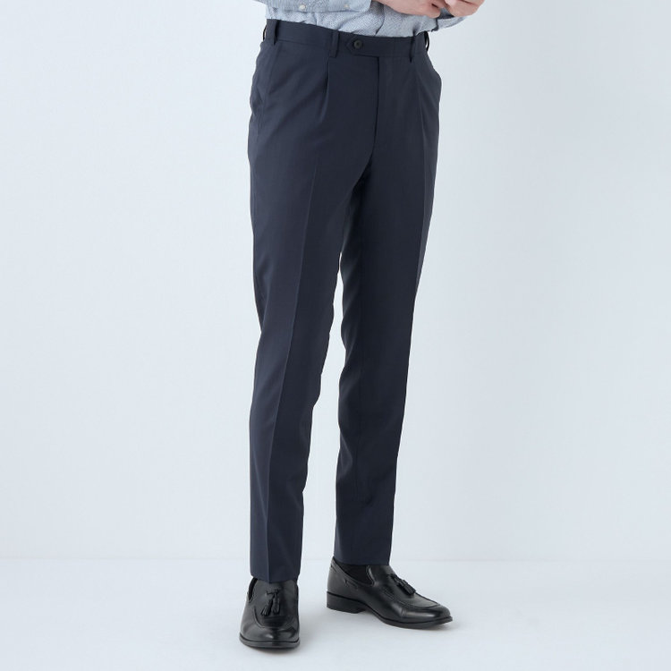 シルバーライン 【発送在庫あり】【CLASSICO TAPERED】【春夏】2釦シングルスーツ 1タック/ネイビー/ウエストムーブ/REDA ACTIVE/NEW ZEALAND MERINO/SHOWER CLEAN/※パンツ裾上げ済仕様 紺濃色