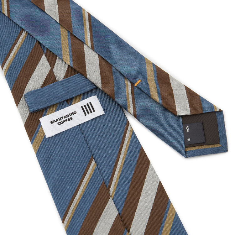 シルバーライン 【SILVER LINE】シルクストライプネクタイ 8.5cm幅/ブルー×ブラウン/SARUTAHIKO COFFEE その他