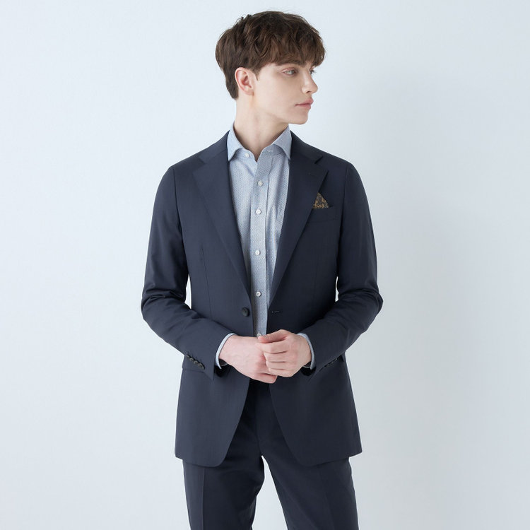 シルバーライン 【発送在庫あり】【CLASSICO TAPERED】【春夏】2釦シングルスーツ 1タック/ネイビー/ウエストムーブ/REDA ACTIVE/NEW ZEALAND MERINO/SHOWER CLEAN/※パンツ裾上げ済仕様 紺濃色