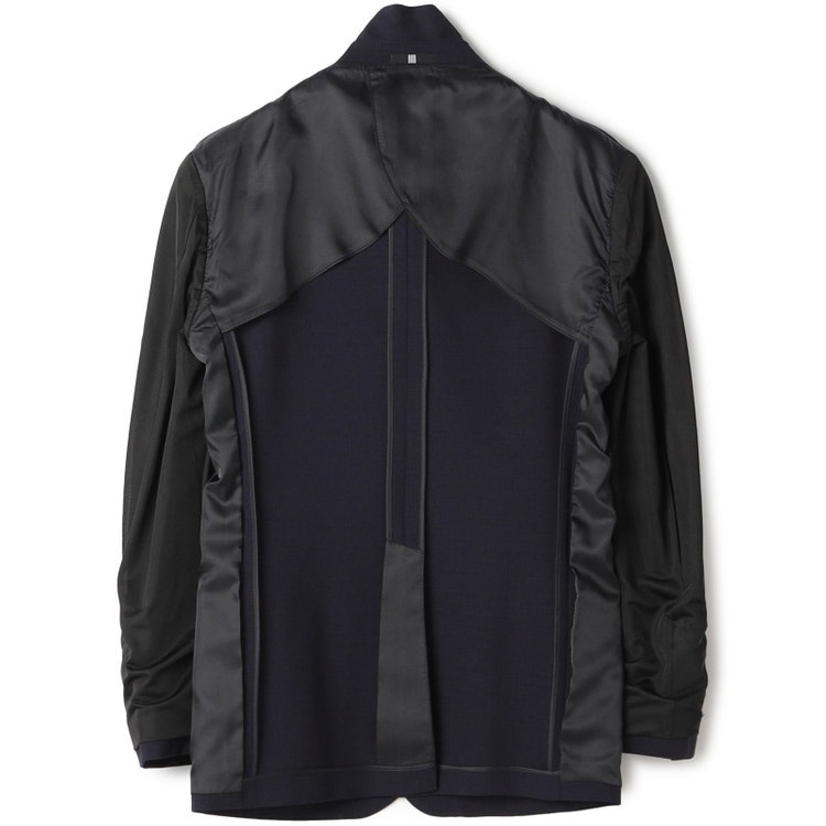 ブラックライン 【SLIM TAPERED_2】【春夏】2釦シングルスーツ 0タック/ネイビー×シャドー/ウエストシャーリング/4S SUSTAINABILITY&ECOLOGY FABRIC/※パンツ裾上げ済仕様 紺中間