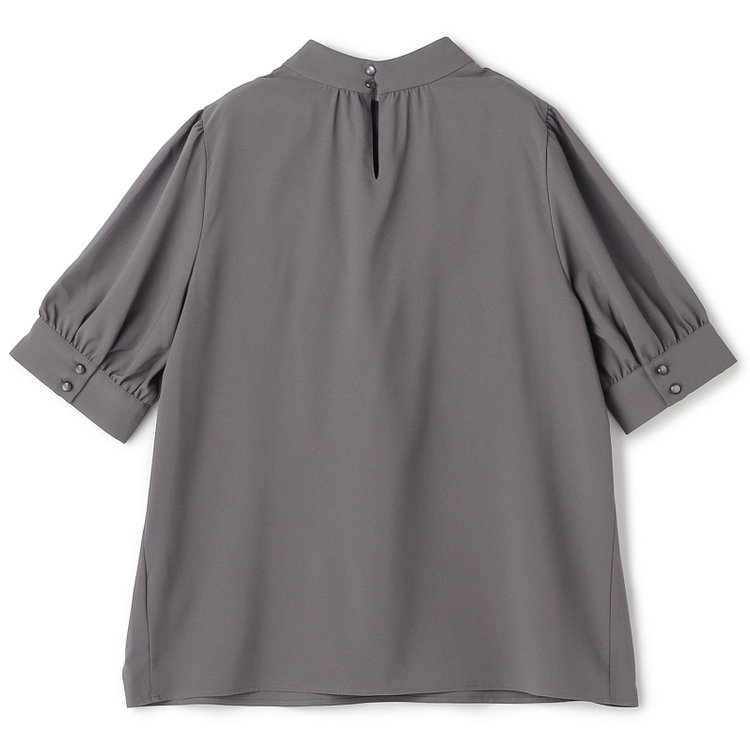 シルバーライン 【SILVER LINE/5分袖】パフスリーブスタンドカラープルオーバー/ダークグレー グレー濃色