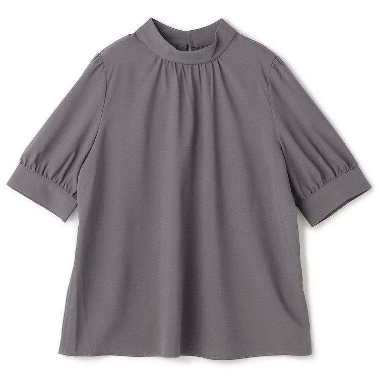 シルバーライン 【SILVER LINE/5分袖】パフスリーブスタンドカラープルオーバー/ダークグレー グレー濃色