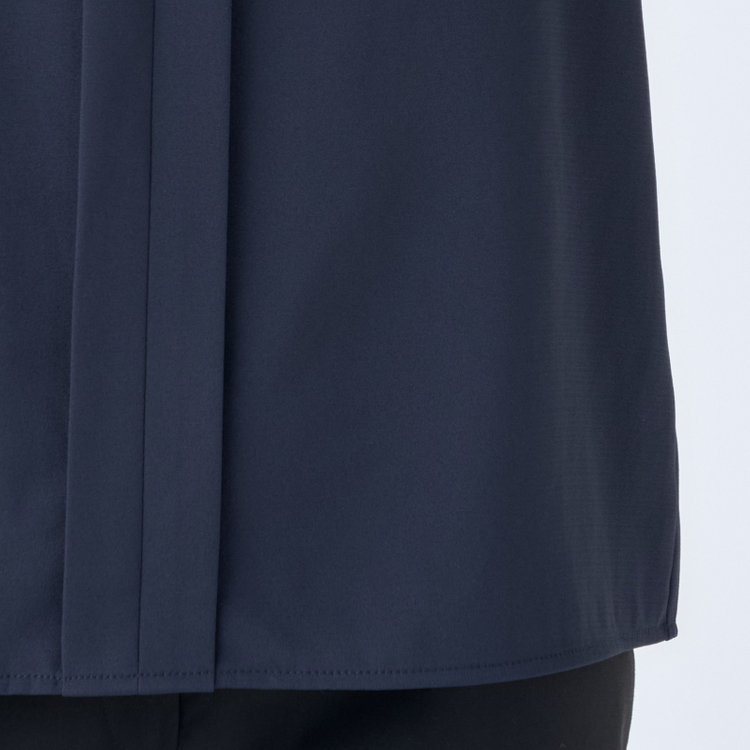 シルバーライン 【SILVER LINE/7分袖】配色切り替えバンドカラープルオーバー/ネイビー/「ウォッシャブル可能」「2WAYストレッチ」「防シワ」「UV加工」「接触冷感」 紺中間