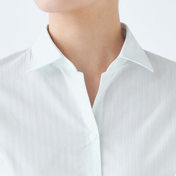 ソノタ 【SUIT SELECT×Samantha Thavasa】【長袖】リボン&フリル取り外しスキッパー/ミント×ドビーストライプ 緑淡色