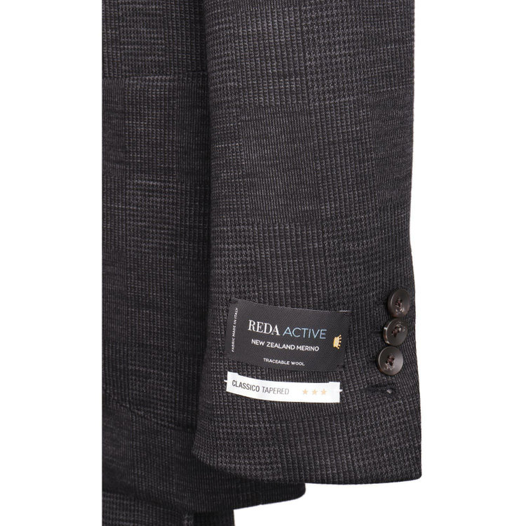 スーツセレクト 【発送在庫あり】【CLASSICO TAPERED】【秋冬】2釦シングルスーツ 2タック/グレー×チェック/サイドシャーリング/REDA ACTIVE/NEW ZEALAND MERINO/ニット素材 グレー系(灰)