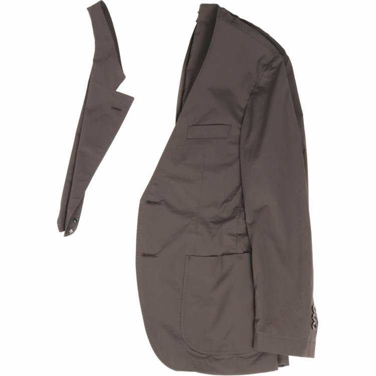 スーツセレクト 【WEB限定/OUTLET】【RBC】【春夏】スペアパンツ付き/2WAYワイドラペル＆ノーカラー2釦シングルスーツ 1タック＆2タック/ブラウングレー/ドローコード&ウエストシャーリング/※パンツ裾上げ済仕様/ウォッシャブル グレー系(灰)