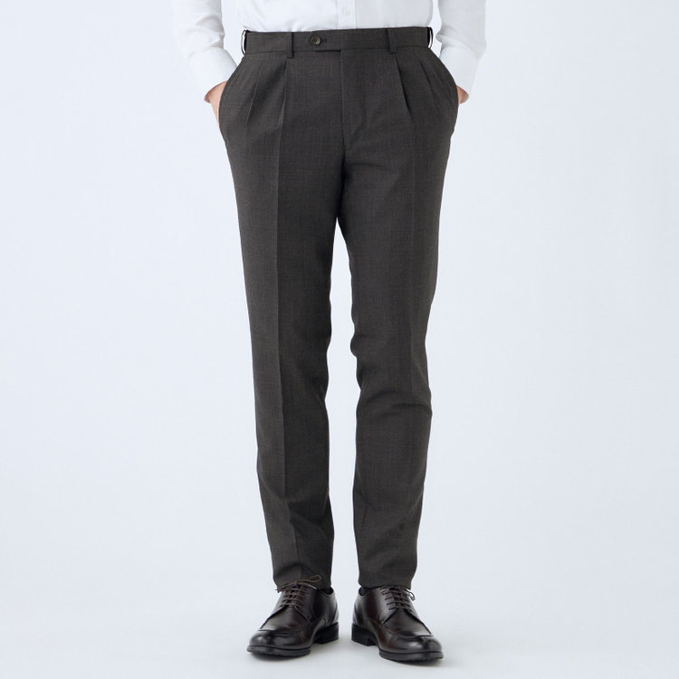シルバーライン 【CLASSICO TAPERED】【秋冬】6釦2掛けダブルスーツ 2タック/グレー/ウエストムーブ/NEW ZEALAND WOOL MIX/※裾上げ必要 グレー濃色