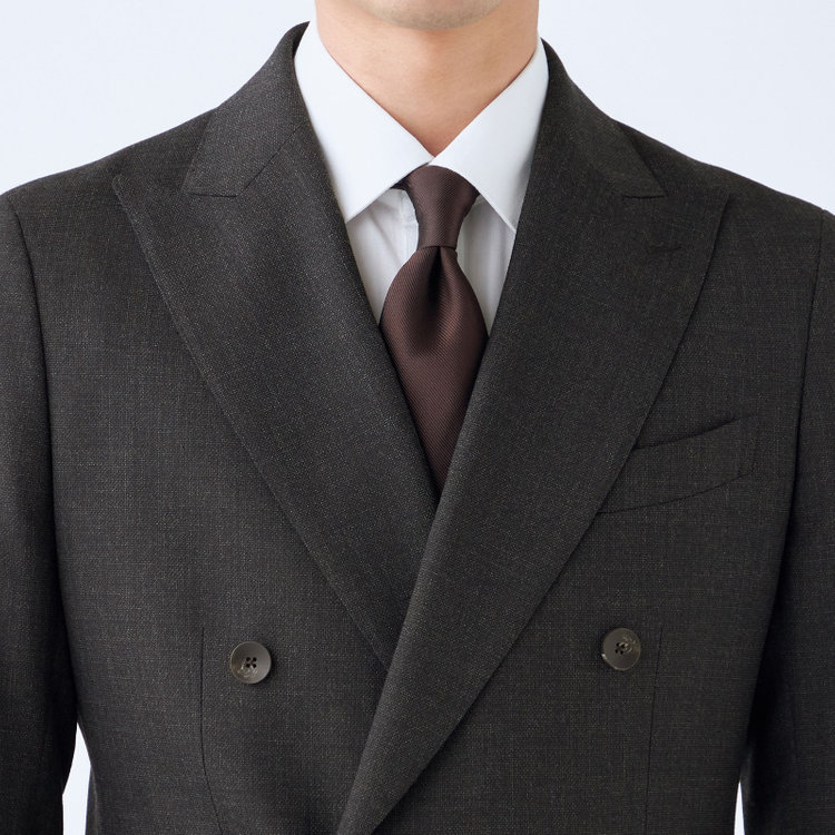 シルバーライン 【CLASSICO TAPERED】【秋冬】6釦2掛けダブルスーツ 2タック/グレー/ウエストムーブ/NEW ZEALAND WOOL MIX/※裾上げ必要 グレー濃色