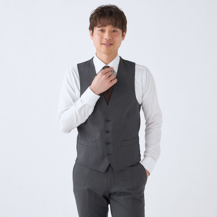 ブラックライン 【発送在庫あり】【SLIM TAPERED_2】【年間】2釦シングルリバーシブルスリーピーススーツ 0タック/グレー/NEW ZEALAND WOOL MIX/※裾上げ必要 グレー濃色