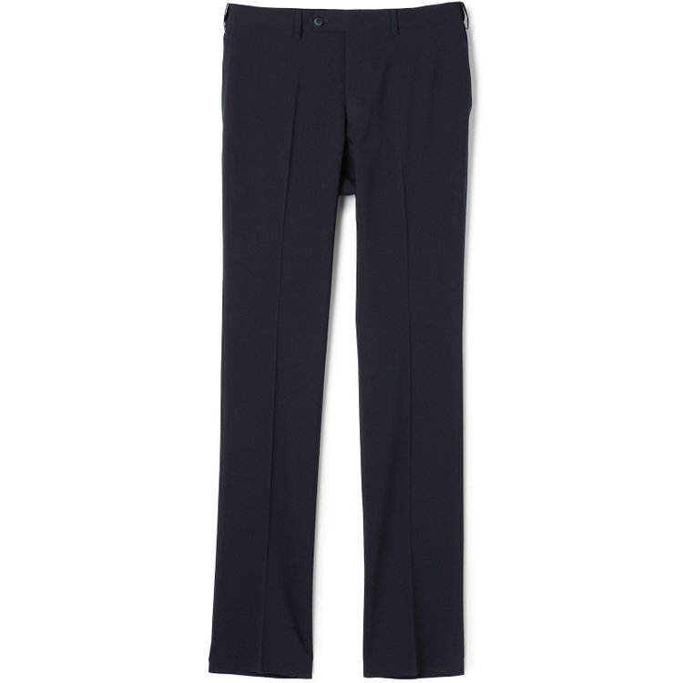 ブラックライン 【SLIM TAPERED】【春夏】0タックテーパードパンツ/ネイビー/ウエストムーブ/ウォッシャブル/4S SUSTAINABILITY&ECOLOGY FABRIC/※裾上げ済み仕様 紺濃色