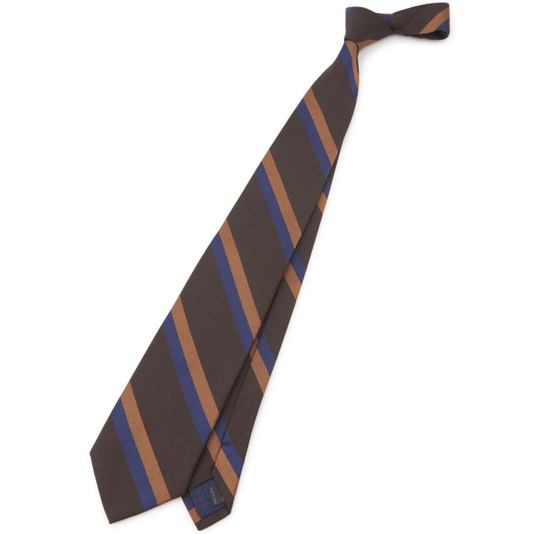 シルバーライン 【SILVER LINE】コットンシルクストライプネクタイ 8.5cm幅/ブラウン/ITALIAN FABRICS その他
