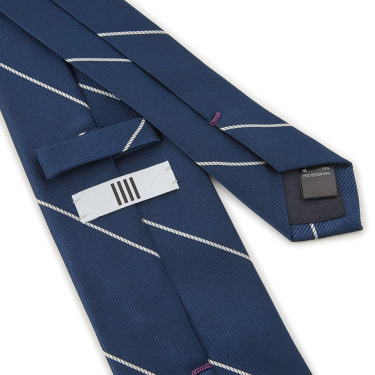 シルバーライン 【SILVER LINE】シルクブレンドストライプネクタイ 8.0cm幅/ネイビー+ホワイト その他