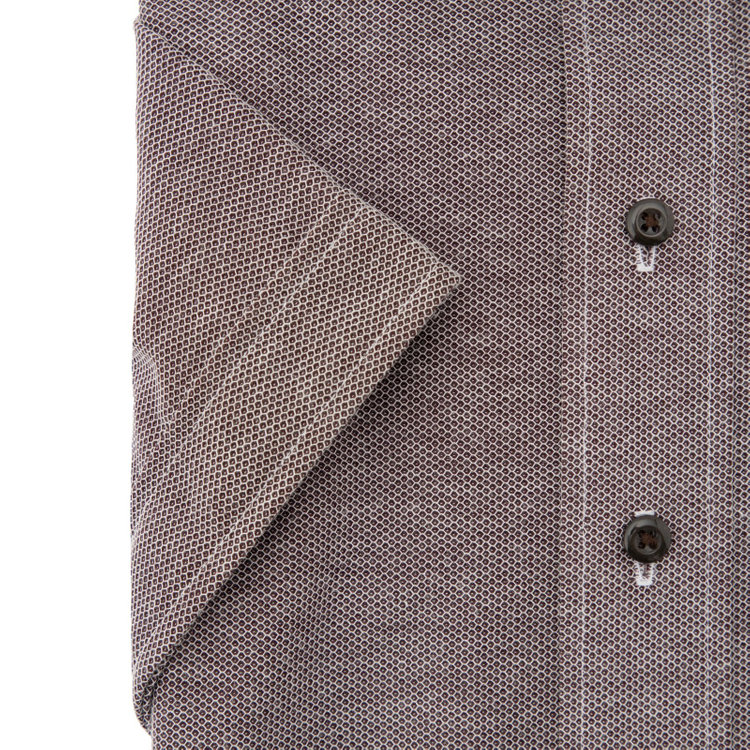 ブラックライン 【発送在庫あり】【BLACK LINE/半袖】ホリゾンタルワイドワイシャツ/ブラウン×ドビー/「4S HONEYCOMB MESH」スーパーノンアイロン・ストレッチ 茶中間