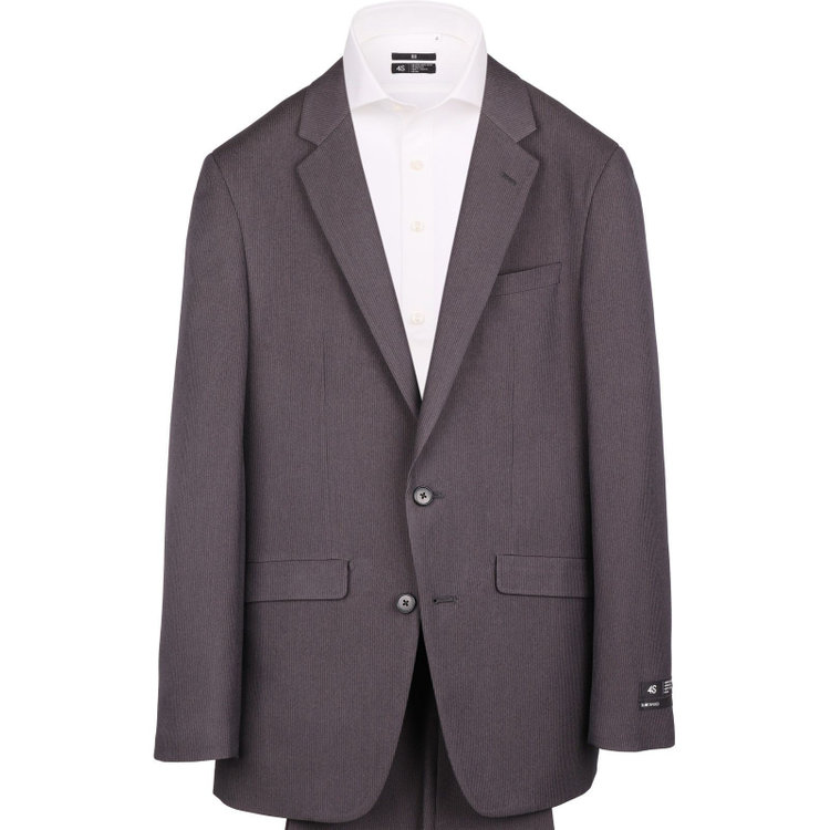 スーツセレクト 【発送在庫あり】【SLIM TAPERED_2】【春夏】2釦シングルスーツ 0タック/グレー×ストライプ/4S/ウォッシャブル グレー系(灰)