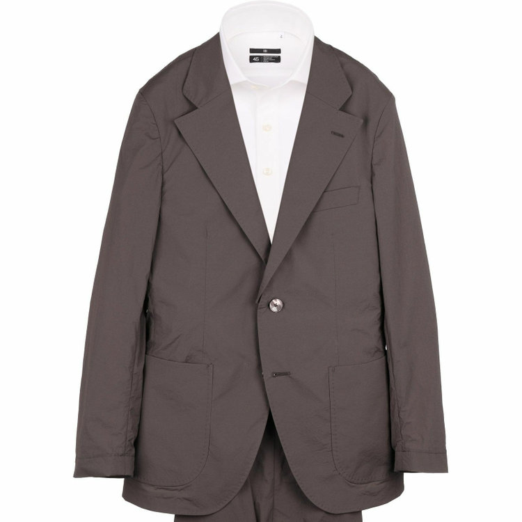 スーツセレクト 【WEB限定/OUTLET】【RBC】【春夏】スペアパンツ付き/2WAYワイドラペル＆ノーカラー2釦シングルスーツ 1タック＆2タック/ブラウングレー/ドローコード&ウエストシャーリング/※パンツ裾上げ済仕様/ウォッシャブル グレー系(灰)